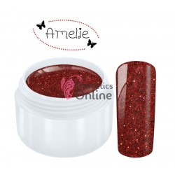 Gel UV Amelie color cu sclipici Glitter Wine Red 5ml + 1 Cutie cu paiete Holografice Cadou